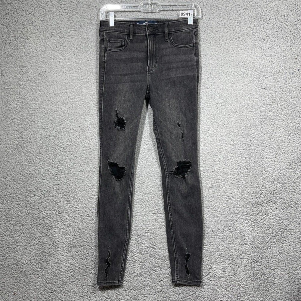 Hollister Jeans Junior 1R Black High Rise Super Skinny Classic Stretch 25x28